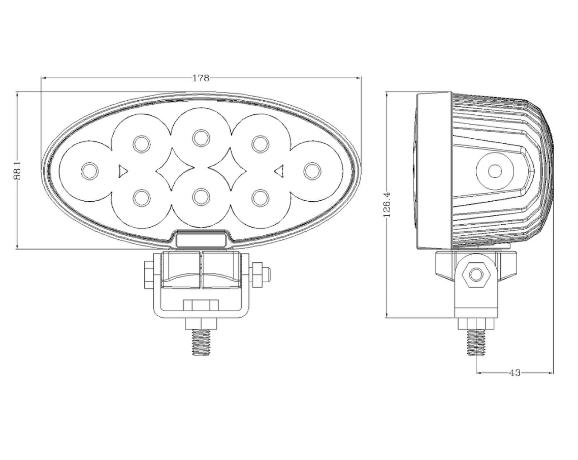 7 inch 80W Agricultural Light & Tractor Lights shown in the led agricultural lights range