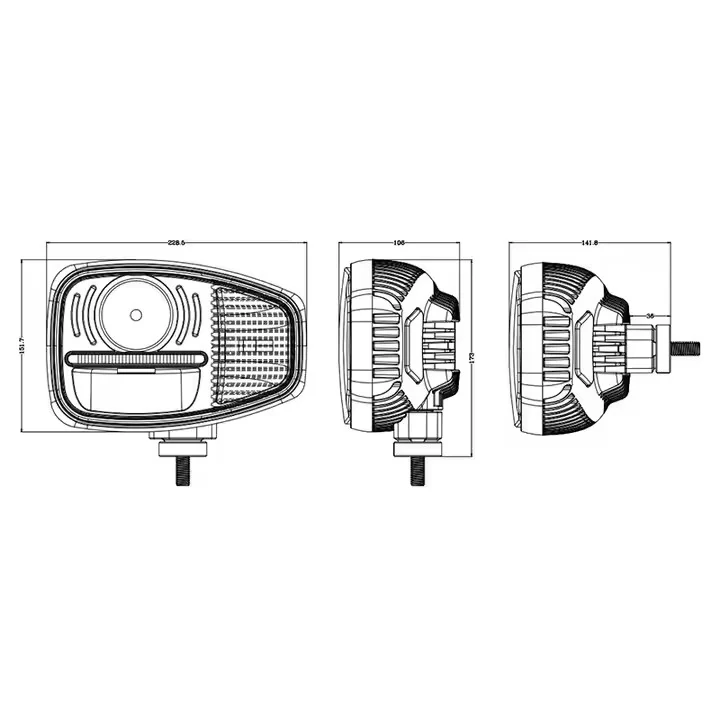 9 Inch Combination Headlight,High Low Beam mounting and connector detail