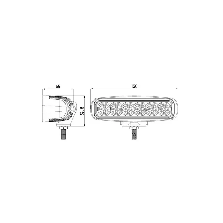 R10 R23 6inch 30W Led Work Light for Truck Trailer Tractor mounting and connector detail