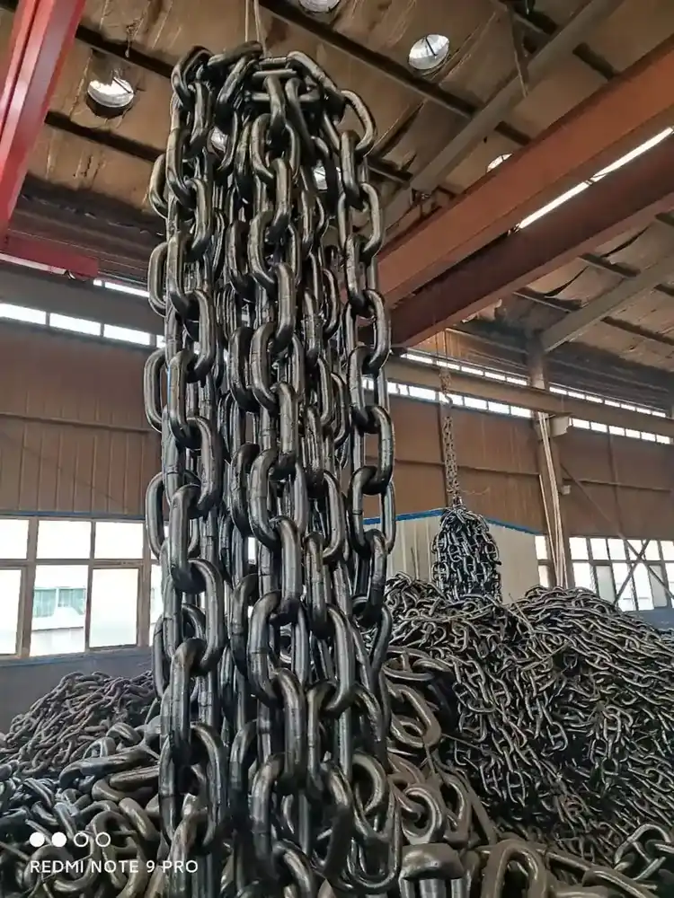 Buoy anchor chain coiled for shipment