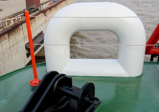 Emergency towing system arrangement on a ship deck