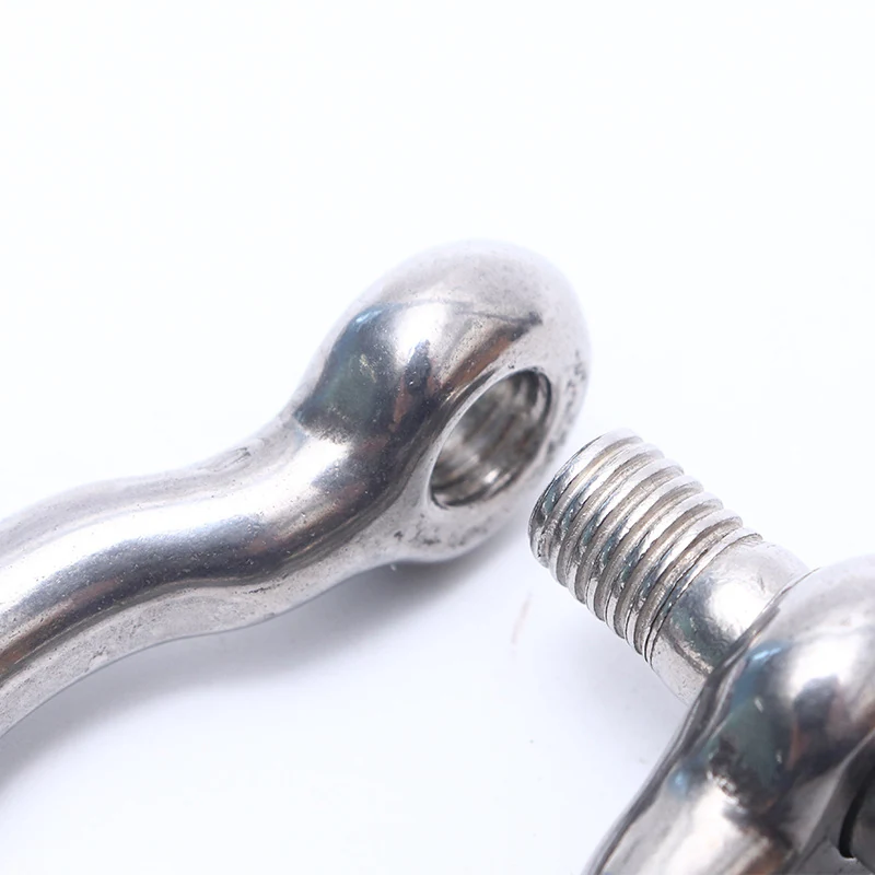 Stainless steel European bow shackles in a group