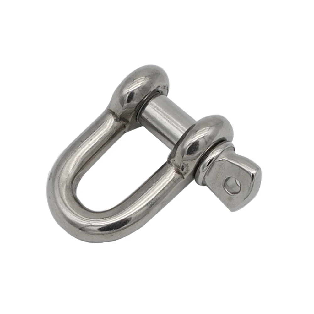 Polished stainless steel dee shackle front view