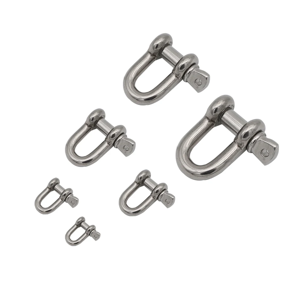Group of stainless steel dee shackles