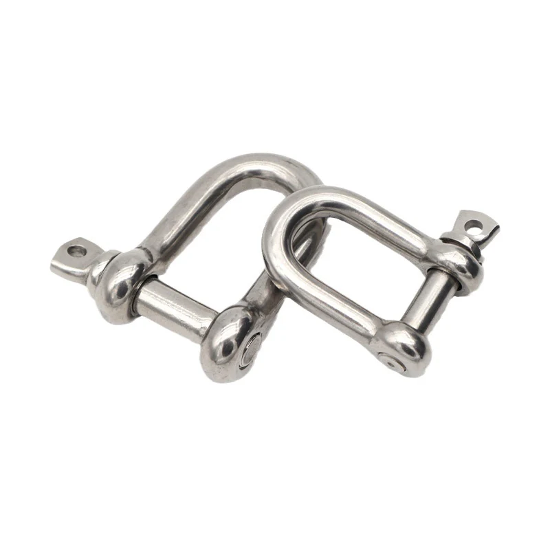 Stainless steel European dee shackle with pin removed