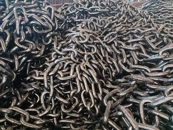 Studless open link chain stacked ready for shipment