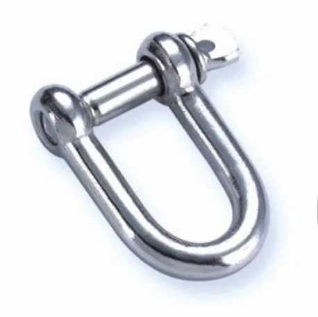 U.S. D type stainless steel shackle with screw pin and polished finish