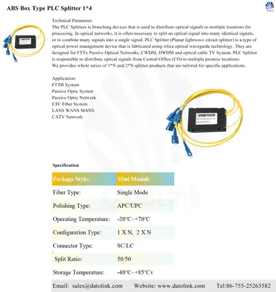 ABS Box Type PLC Splitter 1*4 image 3