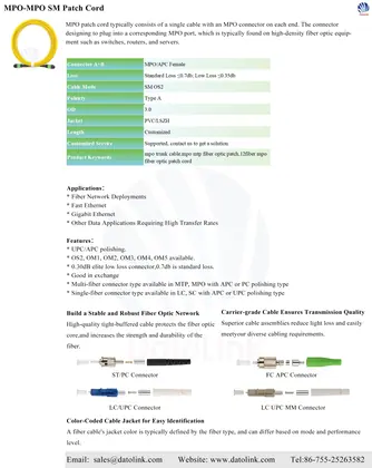 MPO-MPO SM Patch Cord image 2