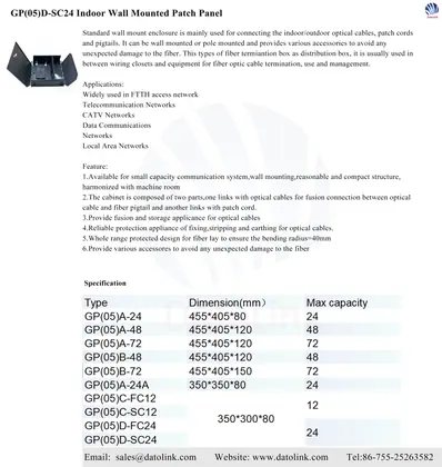 GP(05)D-SC24 Indoor Wall Mounted Patch Panel image 2