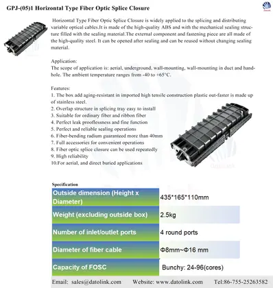 GPJ-(05)1 Horizontal Type Fiber Optic Splice Closure image 3