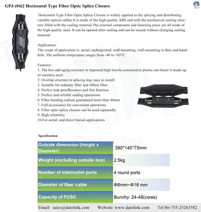 GPJ-(04)6 Horizontal Type Fiber Optic Splice Closure image 4