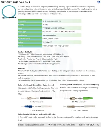 MPO-MPO OM3 Patch Cord image 2