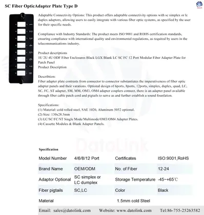 SC Fiber OpticAdapter Plate Type D image 2