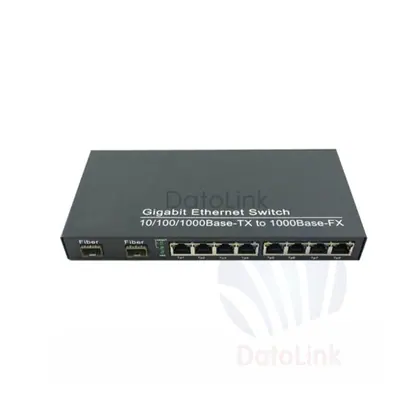 0.55/10/20/40/60/80/100km 2 SFP Port 8 UTP Fiber Media Converter