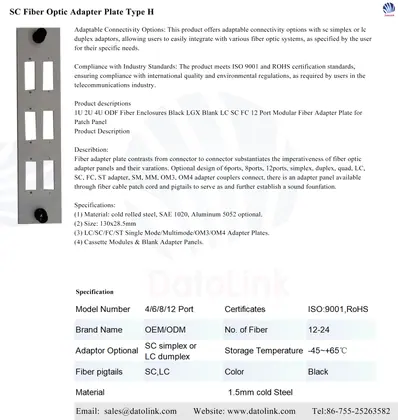 SC Fiber Optic Adapter Plate Type H image 2