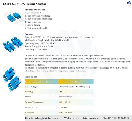 LC(F)-SC(M) DX Hybrid Adaptor image 5