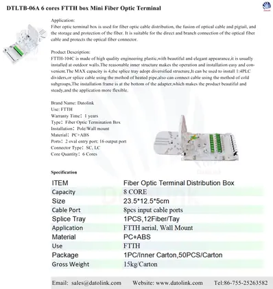 DTLTB-08G 8 cores FTTH Fiber Optic Terminal/Distribution Box image 4