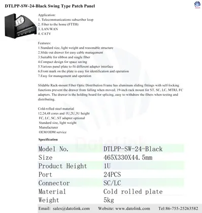 DTLPP-SW-24-Black Swing Type Patch Panel image 2