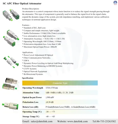 SC APC Fiber Optical Attenuator image 8