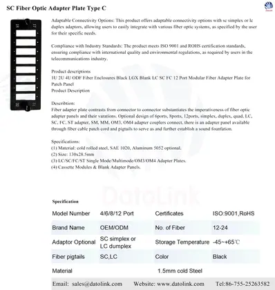 SC Fiber Optic Adapter Plate Type C image 2