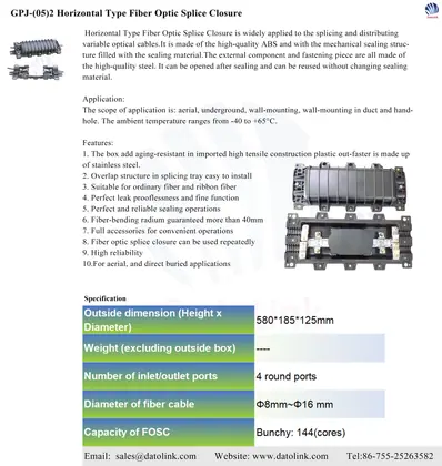 GPJ-(05)2 Horizontal Type Fiber Optic Splice Closure image 3