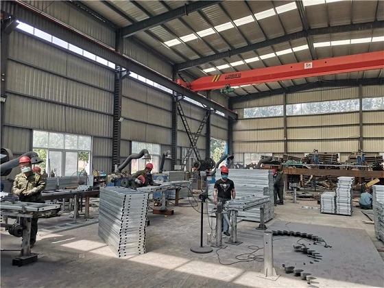 Finished product area where galvanized sections are bundled and staged for container loading