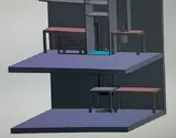 CAD model of the Delkotech electric lift showing both platform levels