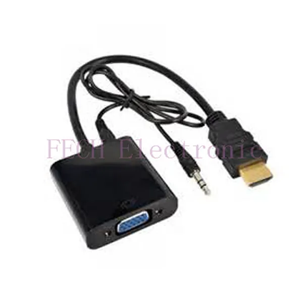 HDMI MALE TO VGA FEMALE VIDEO CONVERTER CABLE W/AUDIO SUPPORT - FECH FHVA12