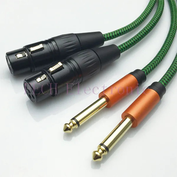 2*XLR 3P Female to 2*6.35mm(1/4" MONO) Male Microphone Cable - FECH FV1674