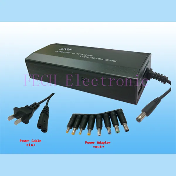 Universal ac/dc adapter for laptop 120W w/USB aluminium metal housing - FECH FWDS120