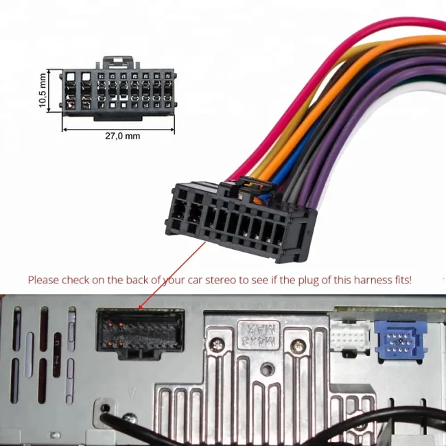 Car Audio Wiring Harness For DEH-P80MP Head Units - Garfour view 3