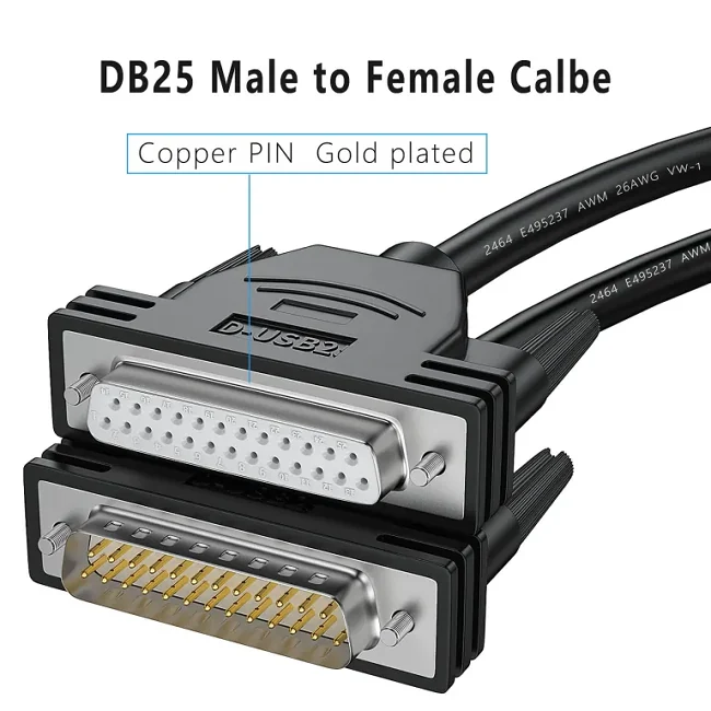 DB25 Male To Male RS232 Serial Cable 10 Feet - Garfour view 3