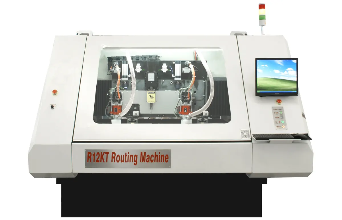 R12K two head PCB CNC routing machine with 680mm by 730mm work table