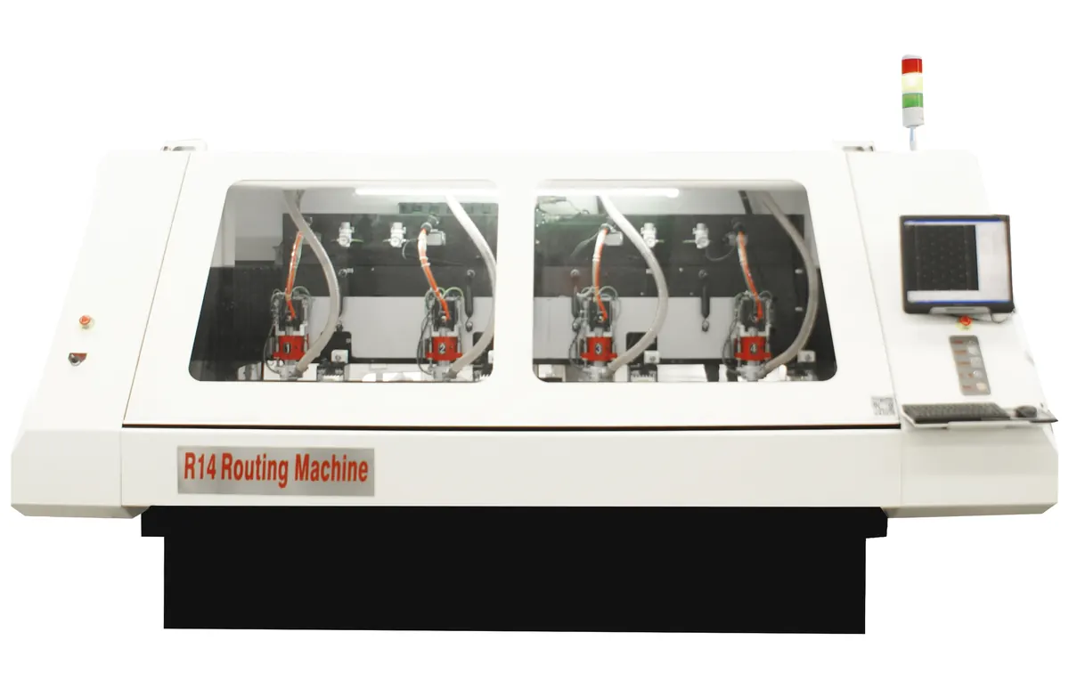 R14 four head PCB CNC routing machine front view