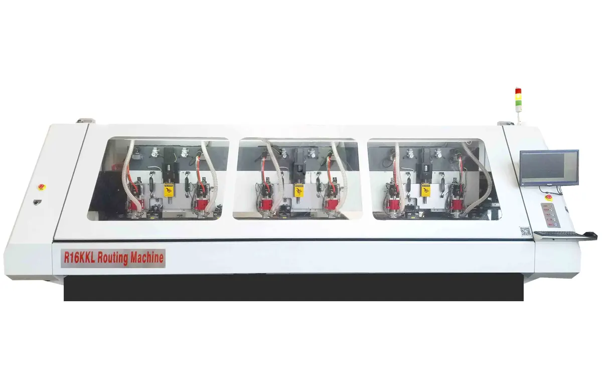 R16KKL six head PCB routing machine with 650mm by 830mm table