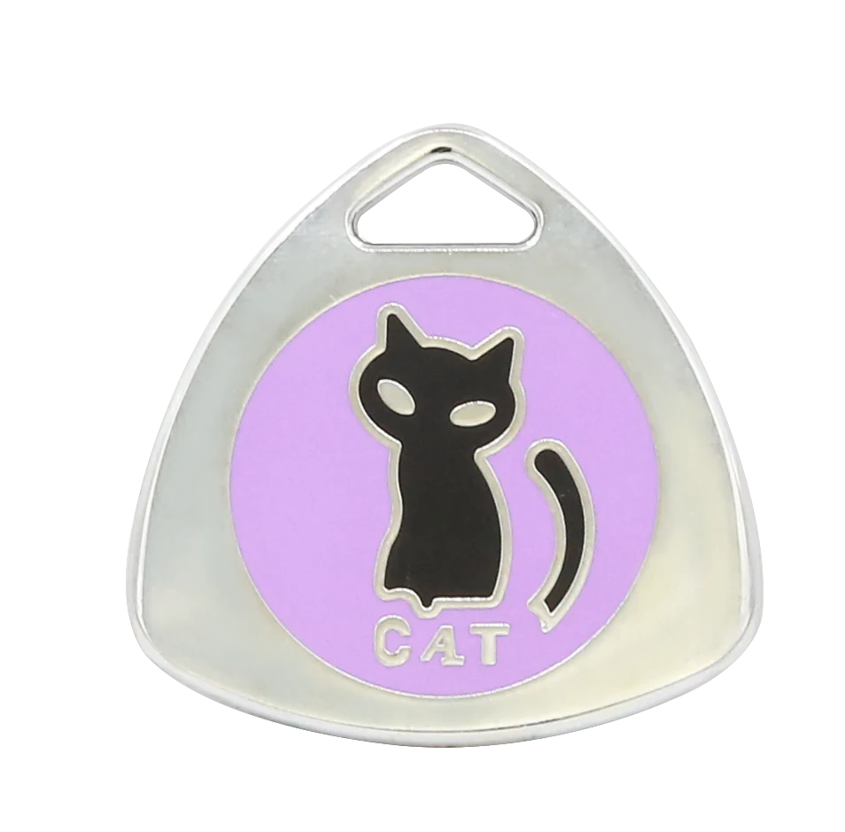 Zinc alloy silver pet ID tag with engraved dog name and contact details