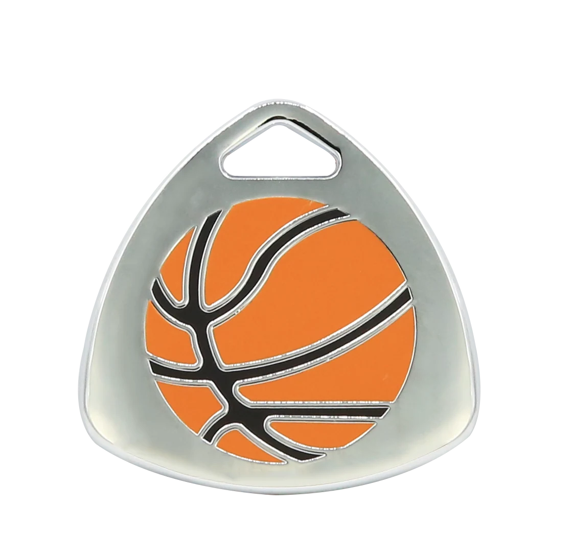 Close-up of engraved text on the front of the pet ID tag