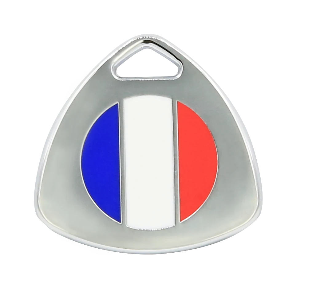 Pet ID tag with Swiss flag logo and engraved details