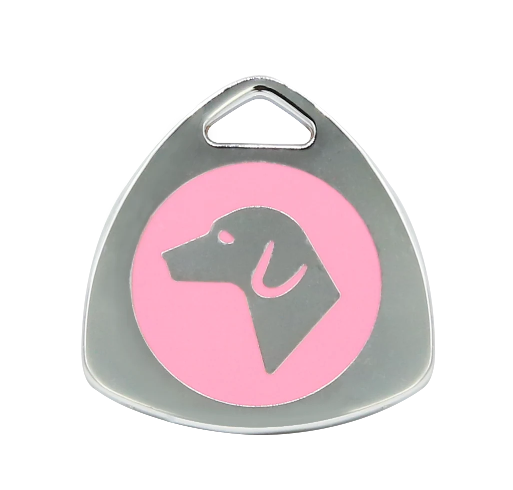 Pack of 100 zinc alloy pet ID tags in clear blister packs, 100 per carton