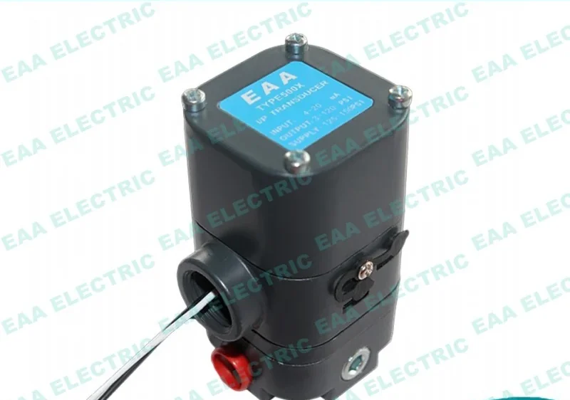 500X electro pneumatic transducer front view showing housing and connection ports