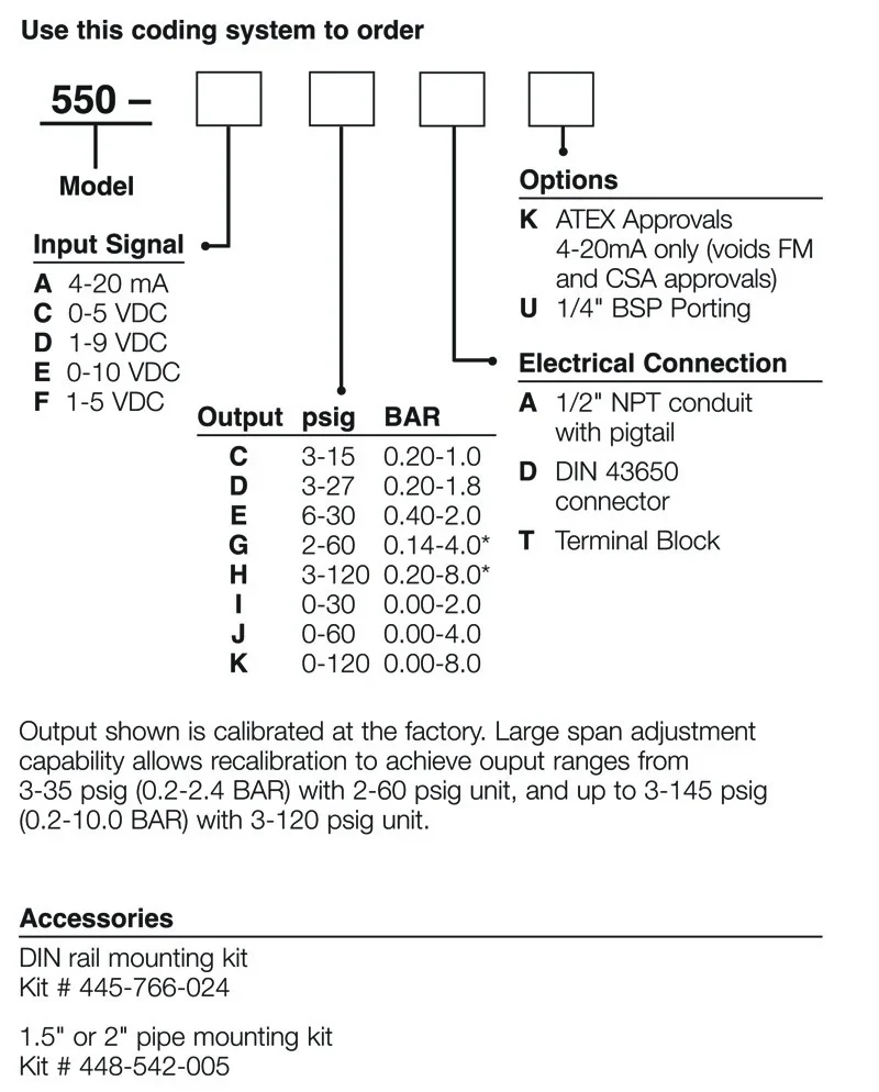 550ACT Electro Pneumatic Transducer reference drawing