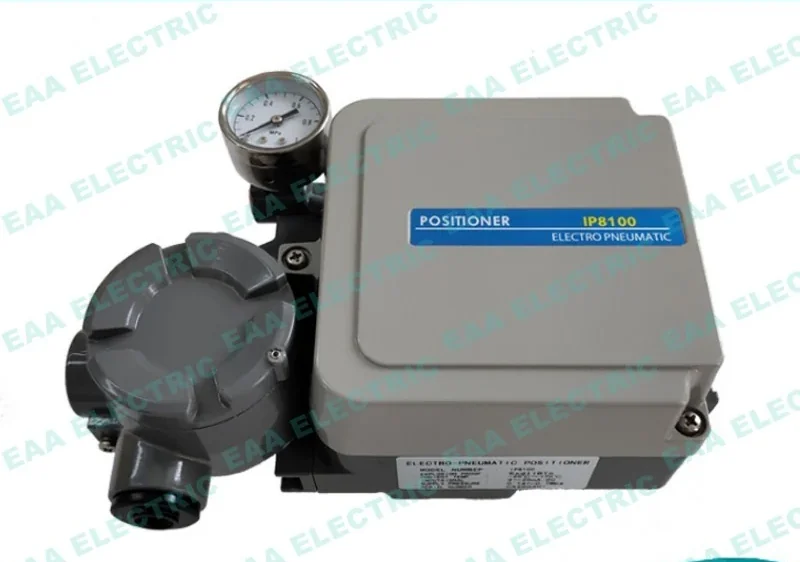 IP8100 rotary electro pneumatic valve positioner front view showing external scale plate