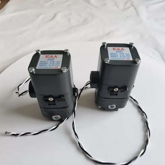 500X I/P converter side view showing pneumatic connection ports