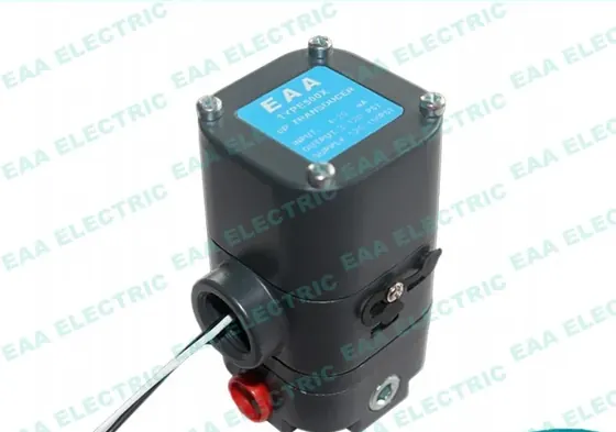 500X electro pneumatic transducer front view showing housing and connection ports