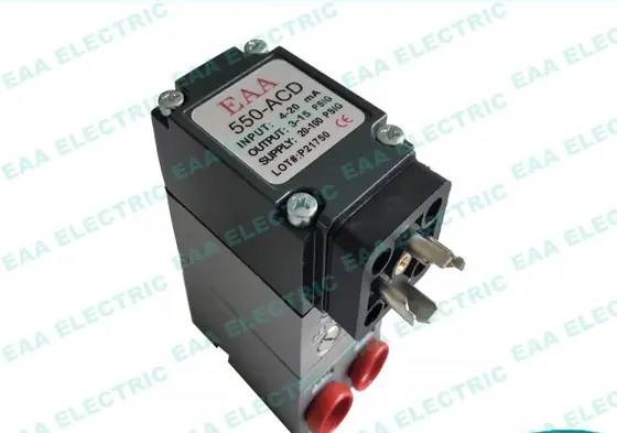 550X electro pneumatic transducer front view showing compact die-cast housing