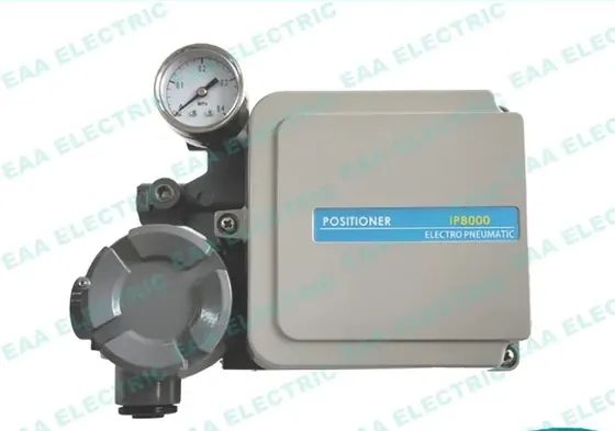 IP8000 electro pneumatic valve positioner front view with pressure indicator