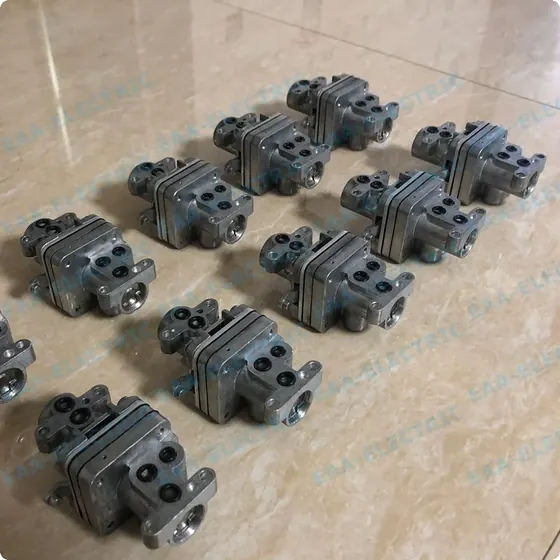Industrial pilot valve packaged for shipment with accessories