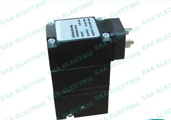 T6000 series electro pneumatic transducer front view showing housing and calibration ports