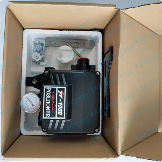 YT1000L black housing showing pneumatic connection ports and nameplate